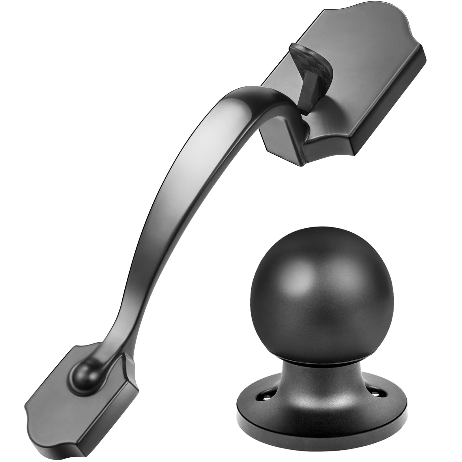 Front Door Handle - Front Door Knob Door Half Front Entry Handleset with Door Knob, Keyless Entry Door Lock, Black ORB Plating Stainless Steel 304 Knob, Reversible Door Lever for Left & Right