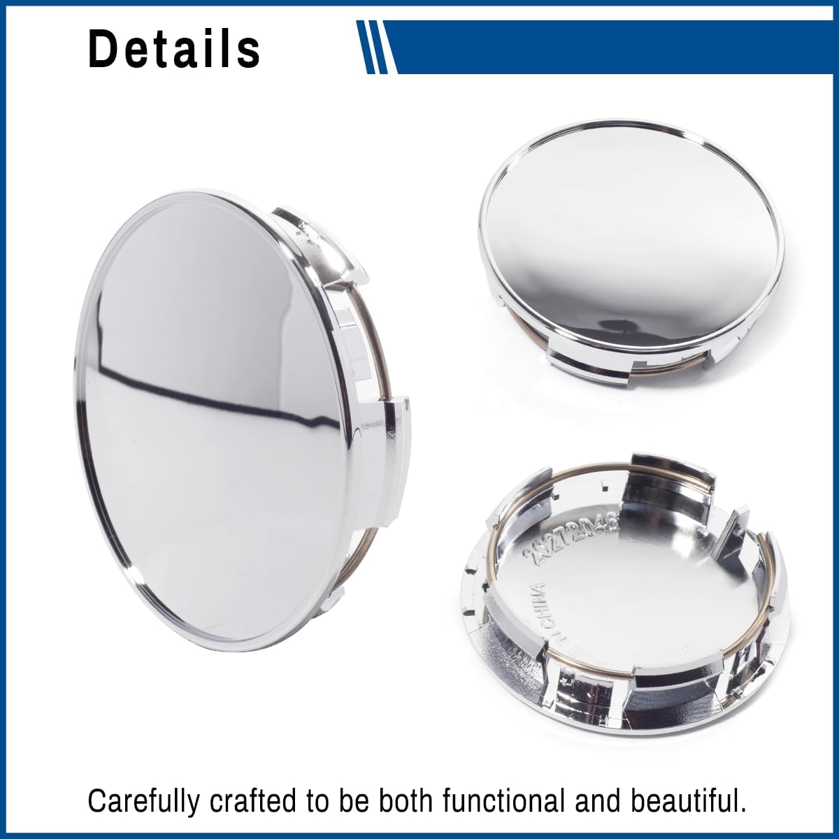 2.5Inch Wheel Center Cap for 2011-2025 Chrysler 200 300 Town and Country Pacifica Voyager Rim Hubcap Replacement Covers 1LB74SZ7AB 1LB74TRMAA 1LB74SZOAB 1LB74TRMAB, 4 pcs, Chrome