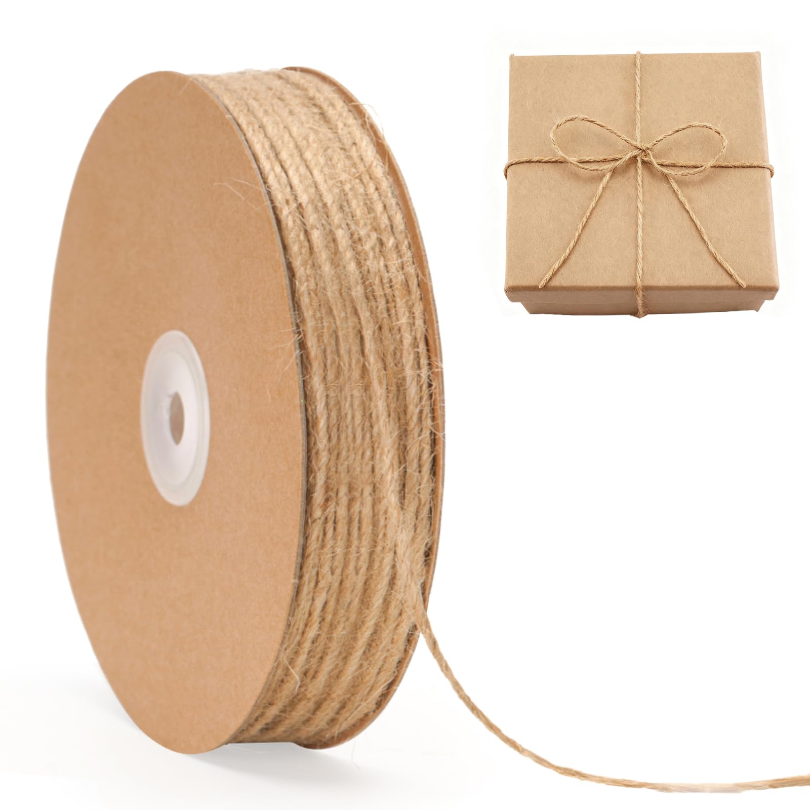 G2PLUS 2mm Brown Jute String Twine, 100m Gift Wrapping String for DIY Crafting, Gardening, Decoration, 3Ply