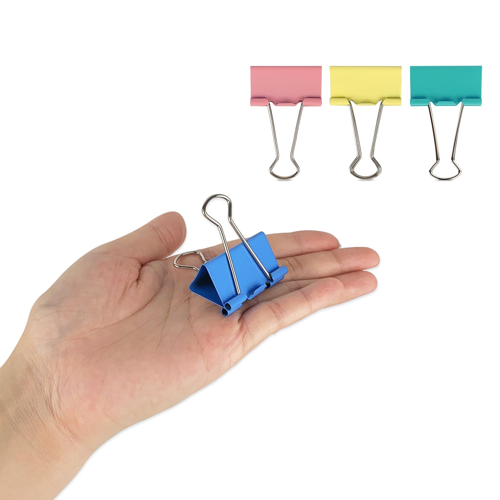 Ykimok Large Binder Clips, 1.6 inch, 24 Pack, Colored Binder Clips, Paper Clamps Large Size for Office Supplies, 4 Vibrant Colors