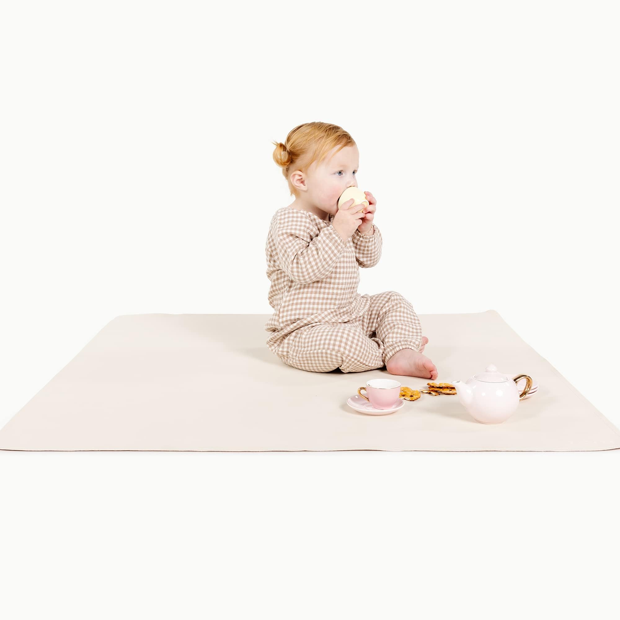 GATHRE Baby Splat Mat for Under High Chair Wipeable and Water Resistant Leather