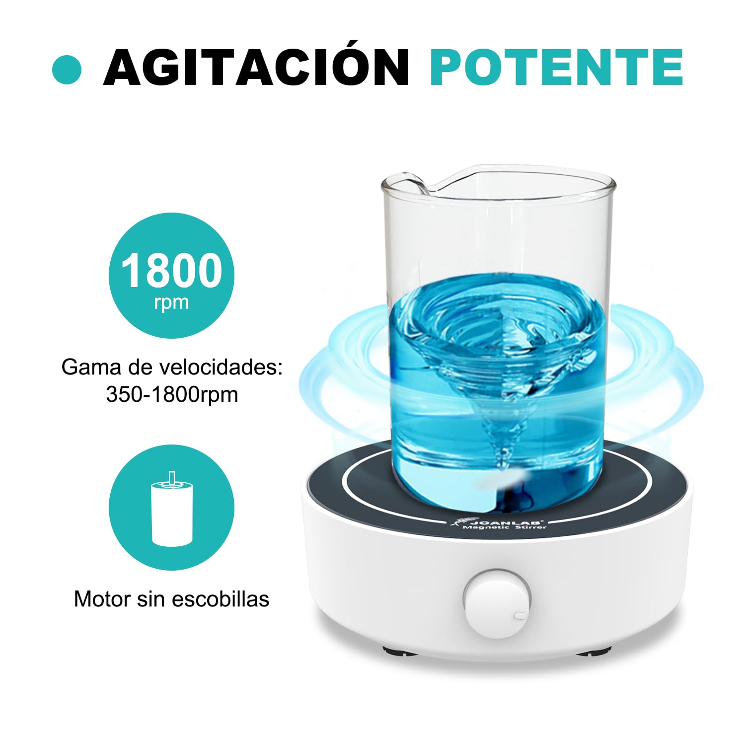 JOANLAB Agitador Magnético de laboratorio 200-1800rpm, compacto y portátil, para laboratorio y cerveza casera