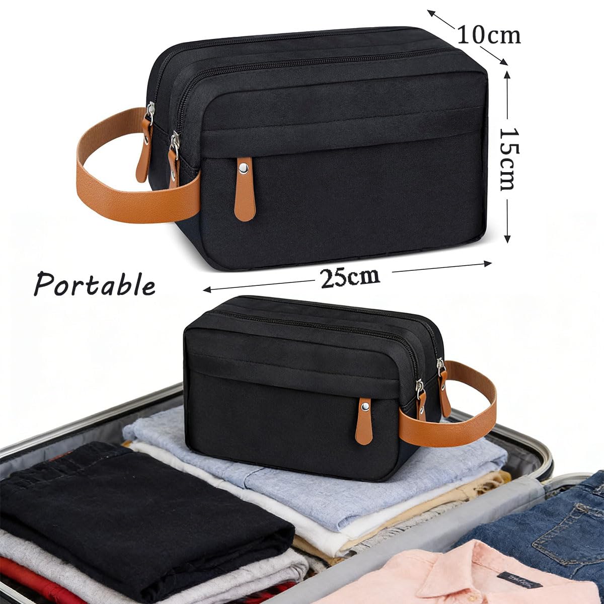 Czarna męska kosmetyczka wisząca, kosmetyczka podróżna Washbag, organizer do makijażu