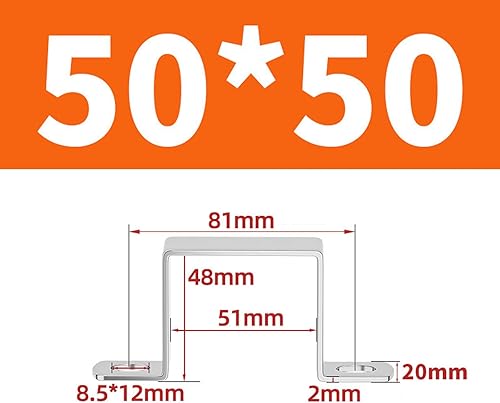 Miniatura 7 de (6 piezas) 1.969x1.969 in soporte de manguera en forma de U soporte cuadrado 304 soportes de tubo de acero inoxidable vienen con tornillos