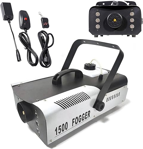 Máquina de niebla con efecto de luces LED y control remoto inalámbrico, máquina de humo para interiores y exteriores, 1500 W, máquina de