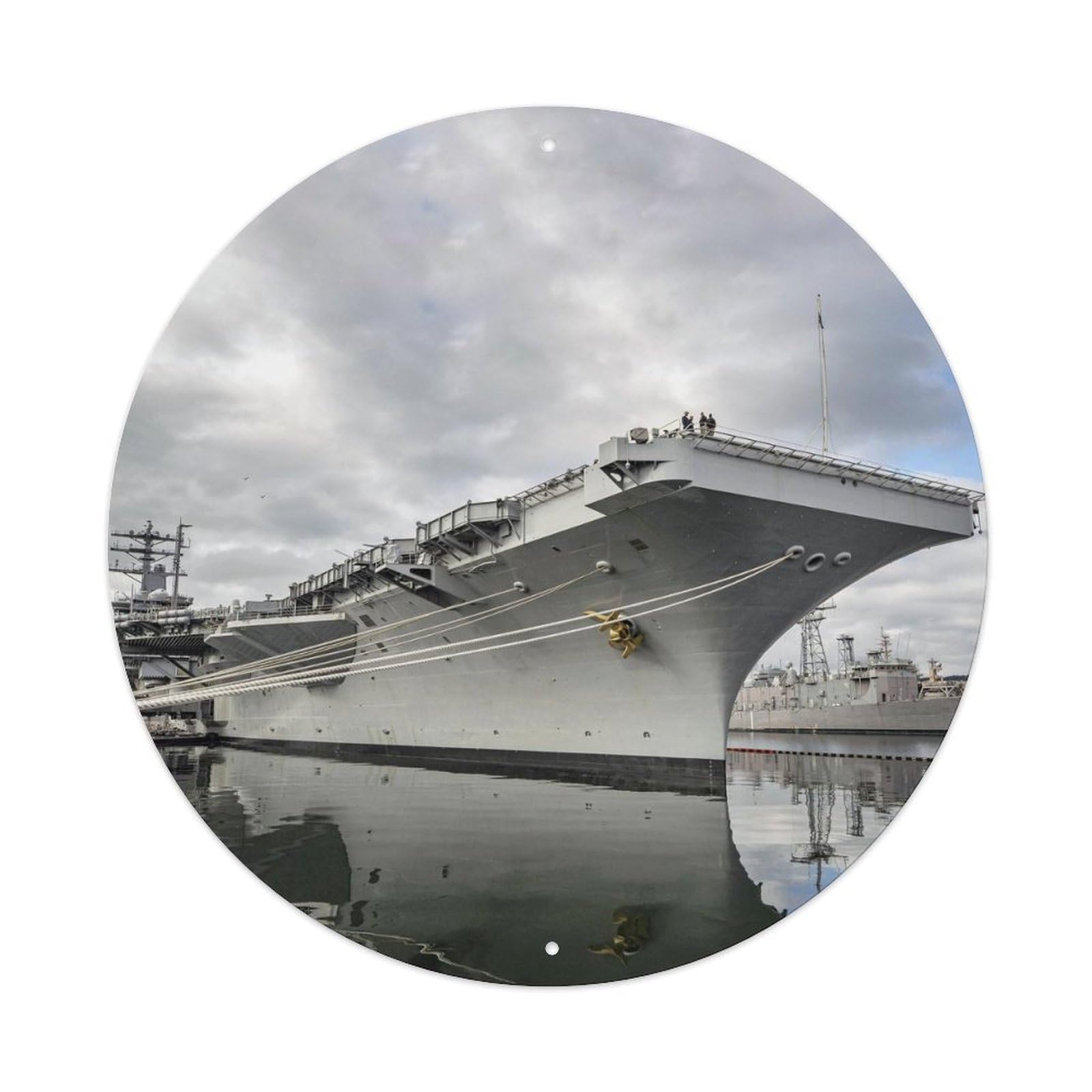 Olyhtr 8X8inch Classic Style Uss Nimitz Cvn-68 Aircraft Carrier Sunset Metal Tin Sign