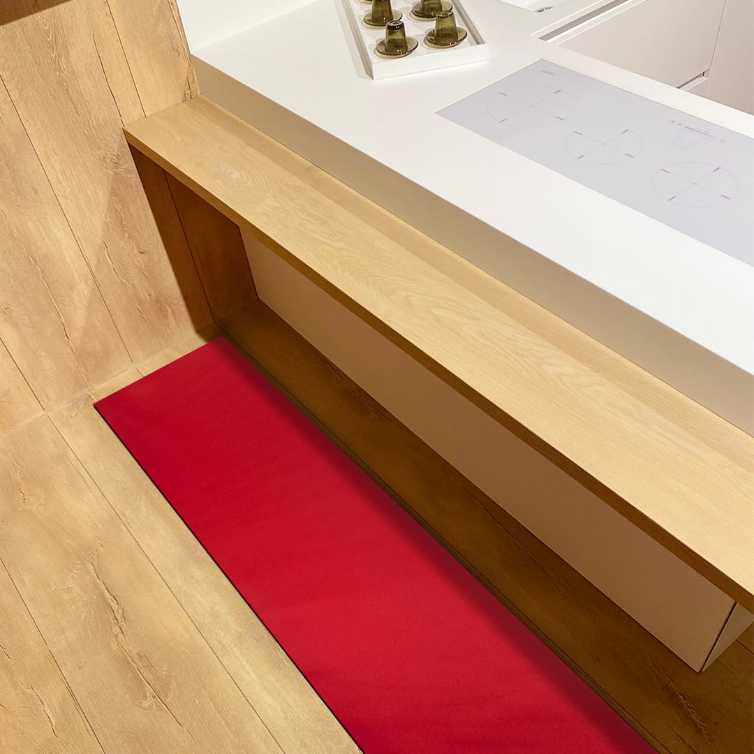 OLIVO.shop ROTOLO STYLE Tapis de cuisine sur mesure, tapis de cuisine antidérapant, tapis de cuisine pvc, 6 couleurs et différentes tailles. (50 x 400 cm, rouge)