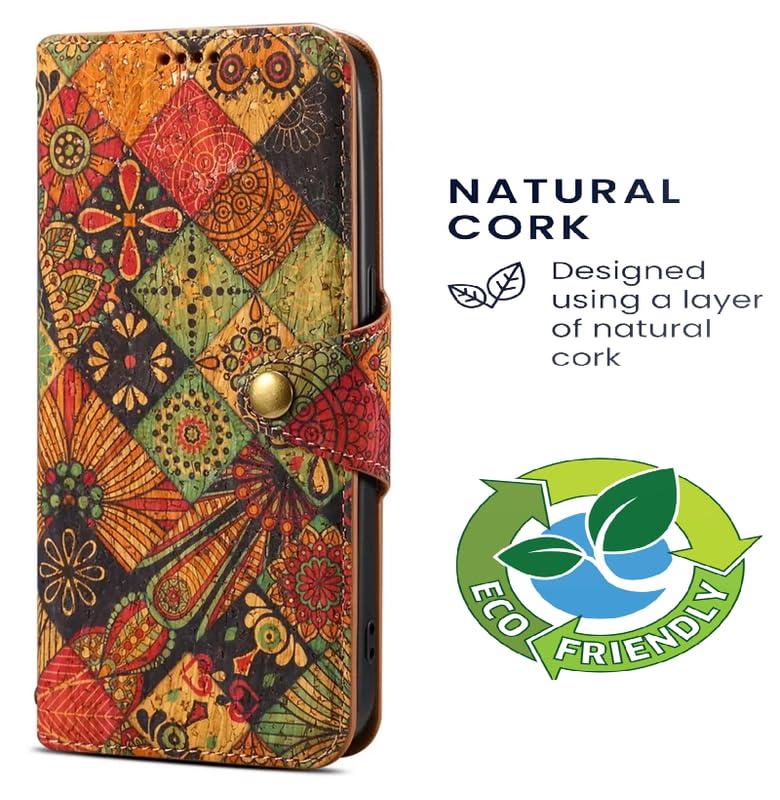 Image of ClickCase for Oneplus 11R 5G Natural Wood Cork Eco-Friendly Printed Vegan Leather Wallet Case Flip Cover with Card Holder & Kickstand,Magnetic Flip Cover for Oneplus 11R 5G (Wooden Autumn)