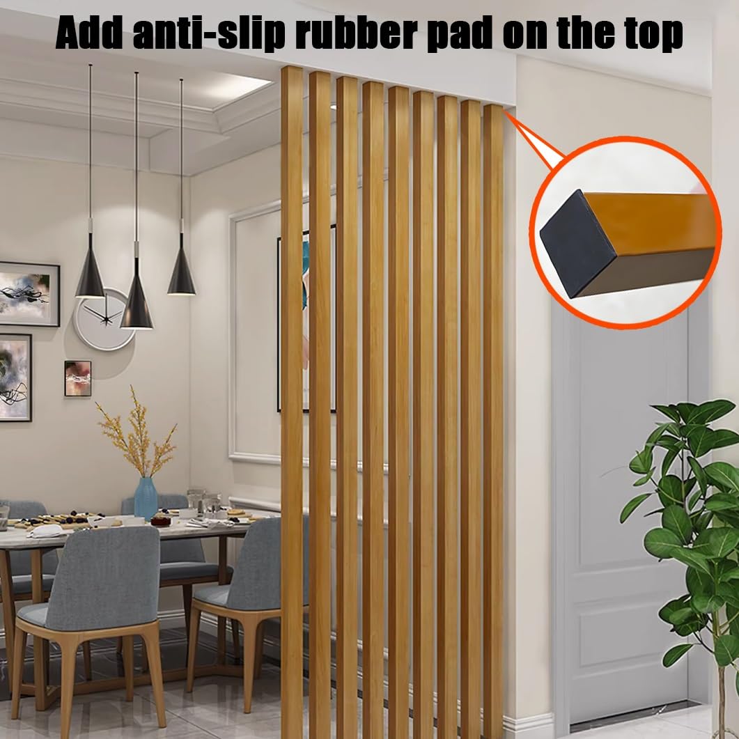 Separador de habitación de listones de madera, pantalla de privacidad de altura ajustable para el hogar y la oficina