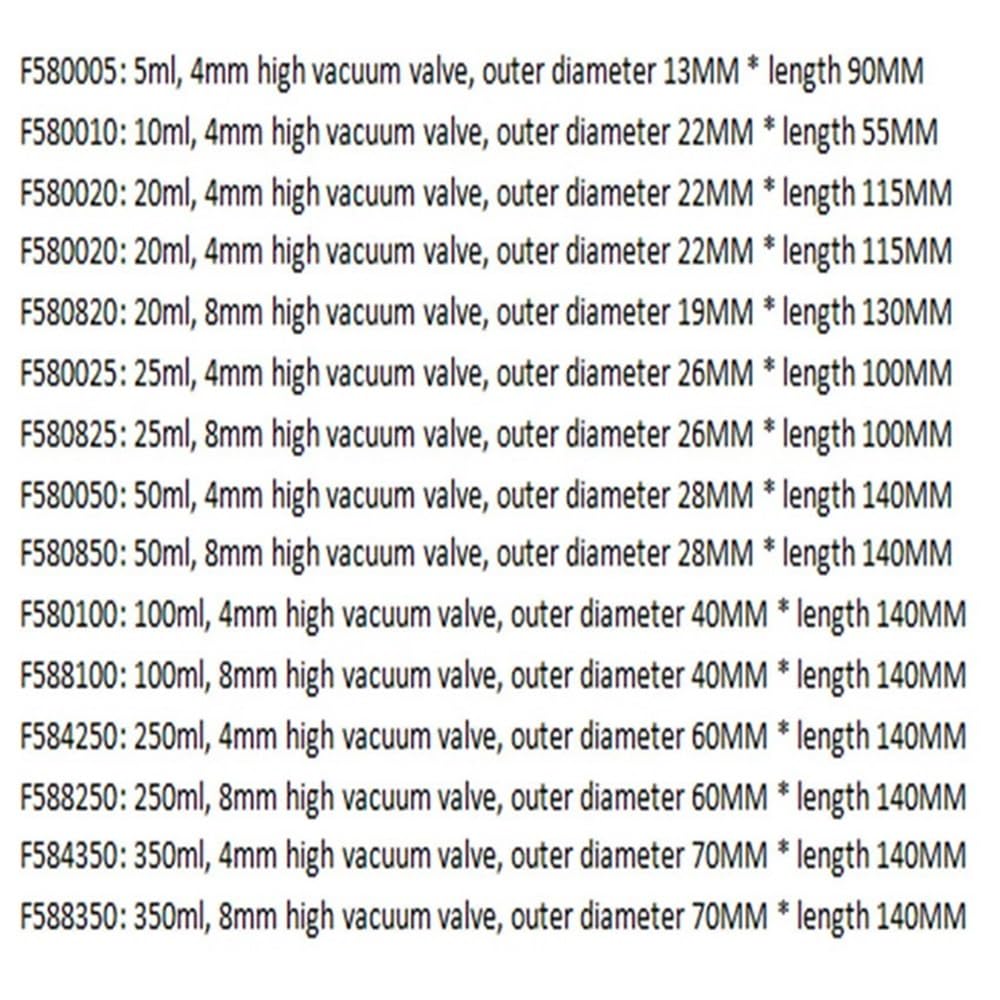 Adapter do regulacji przepływu próżniowego, F58 Butelka ze szkła borokrzemowego do przechowywania o grubych ściankach Zawór wysokiego podciśnienia PTFE Wyposażenie laboratoryjne 5–350 ml