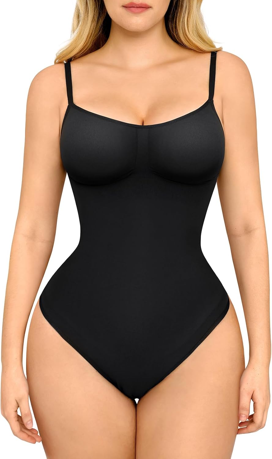 FeelinGirl Shapewear Bodysuit Tummy Control for Women Seamless Sculpting Snatched Waist Body Shaper Body Suit 13-black X-Large-XX-Large