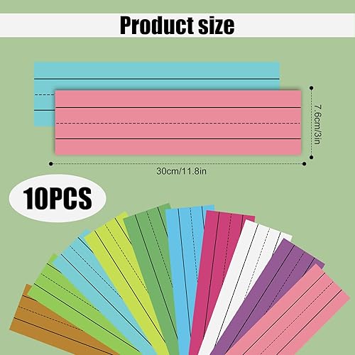 Miniatura 2 de 10 tiras magnéticas de oración, tiras de oraciones coloridas para pizarra blanca, tiras magnéticas de oración de arco iris, tiras largas de