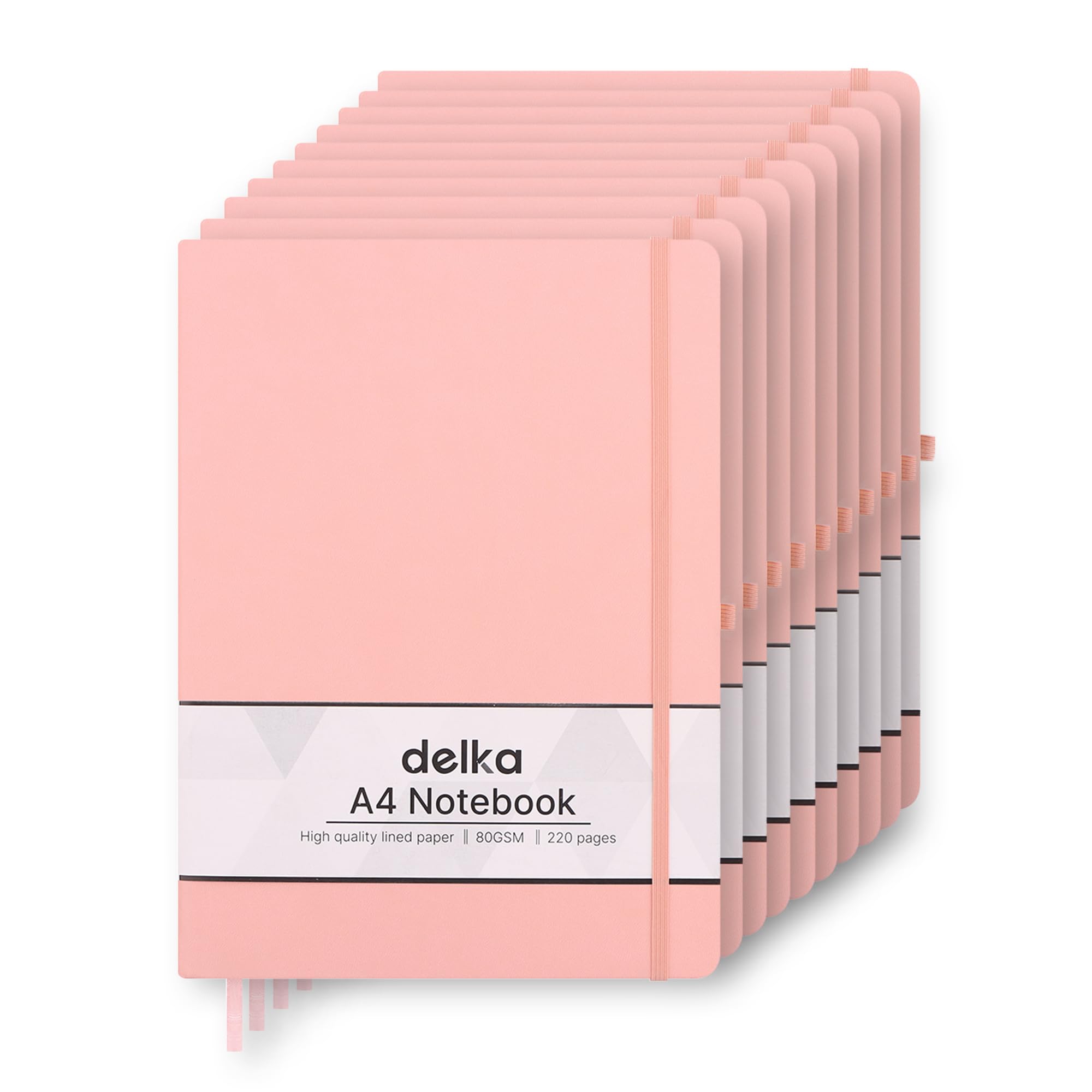 delka A4 Notebook, Notebook A4 Note Book Note Pad Journal Notebook A4 Notepad, Notebook for Office School Home Business Writing & Note Taking (PASTEL PINK, Pack of 10)
