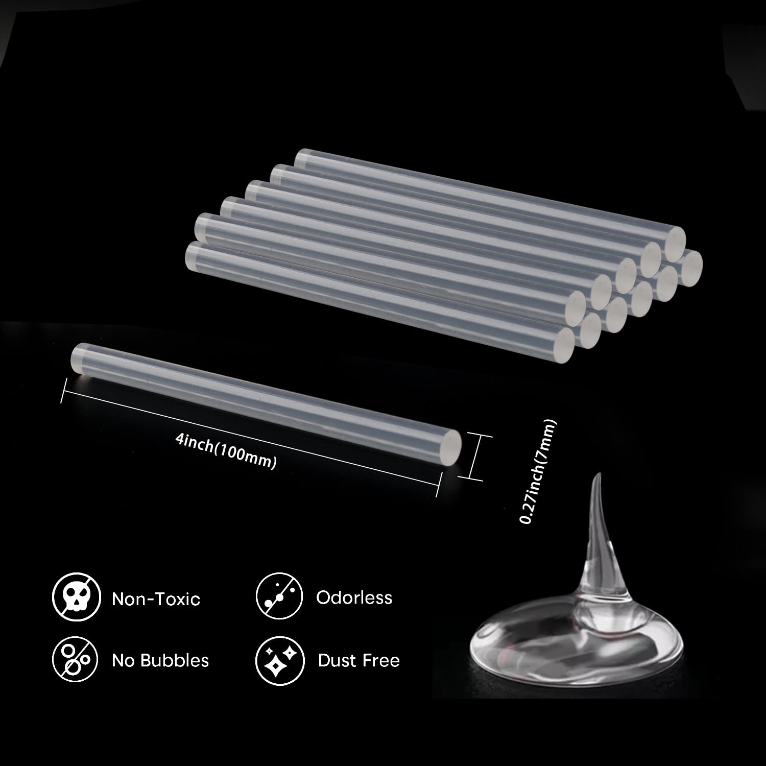 Mini stick per pistola per colla, confezione da 550 bastoncini di colla trasparente, mini bastoncini di colla trasparenti, diametro 0,7 cm, lunghezza 10,2 cm, compatibili con la maggior parte delle