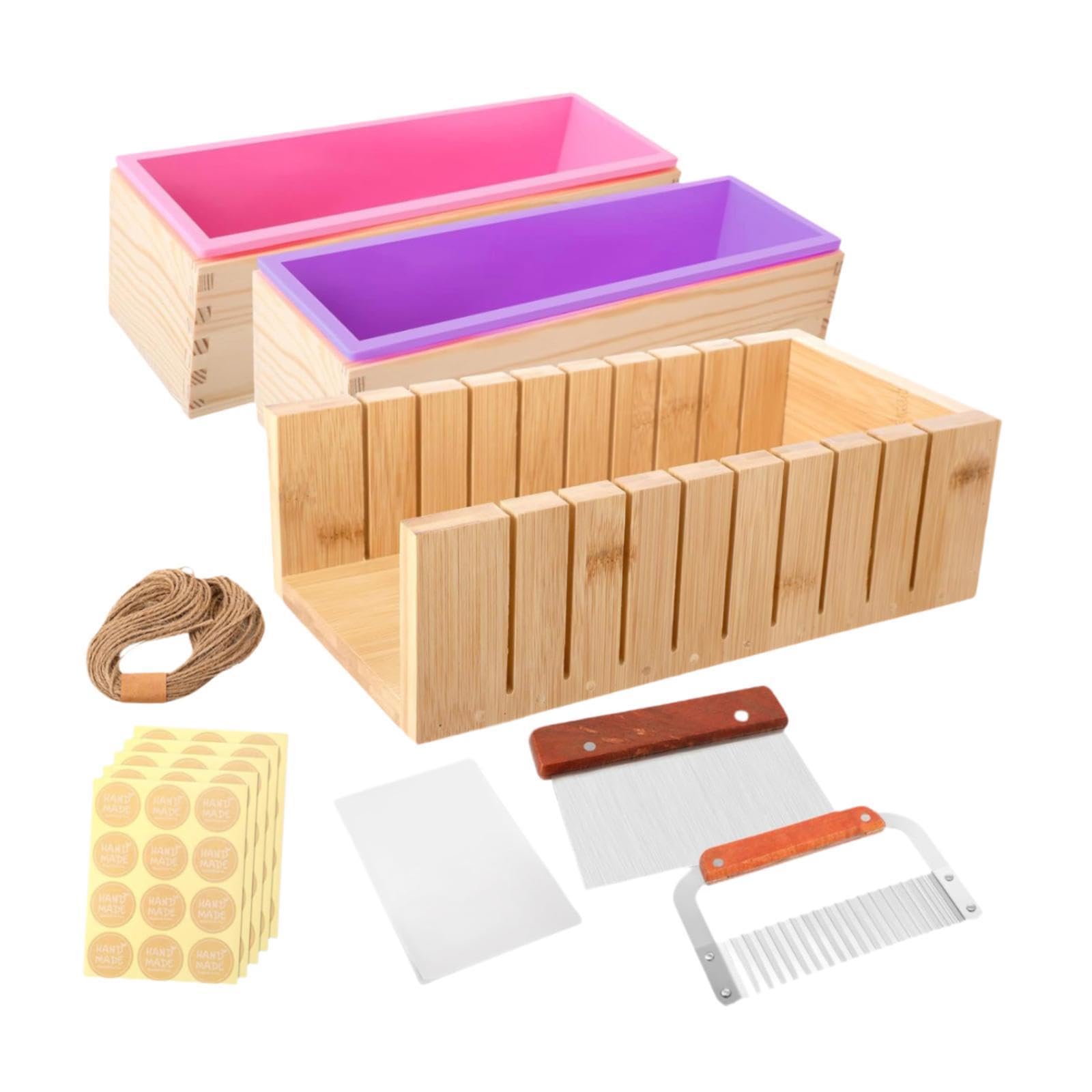 Seifenherstellung Set Gießform Holzkiste Schneidewerkzeug Verpackung DIY Bastelbedarf aus Robusten Materialien für Erwachsene Kinder DIY
