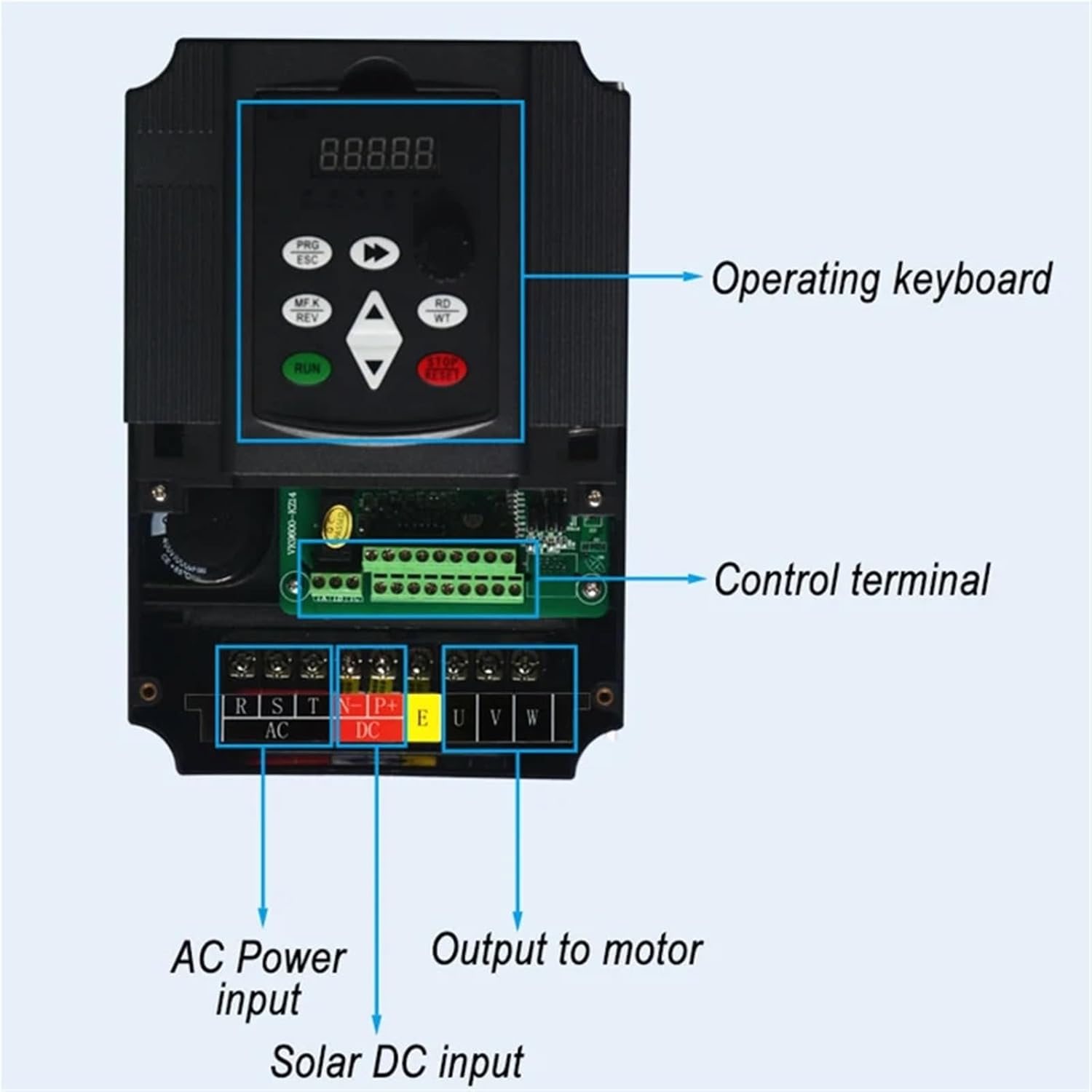 Solar 380V Variable Frequency Drive 0.75kW-11kW VFD Motor Speed Control Water Pump Inverter(1.5kw(2HP),380V)