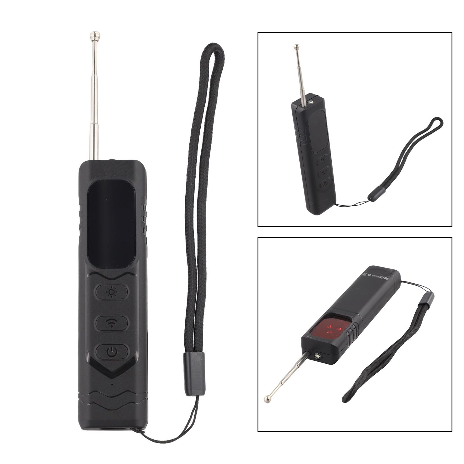Détecteur de caméra portable et scanner de signal sans fil avec gamme de fréquences de 1 MHz à 6,5 GHz, sensibilité réglable à 5 niveaux, distance de détection de 10 cm à 6 m, design ABS