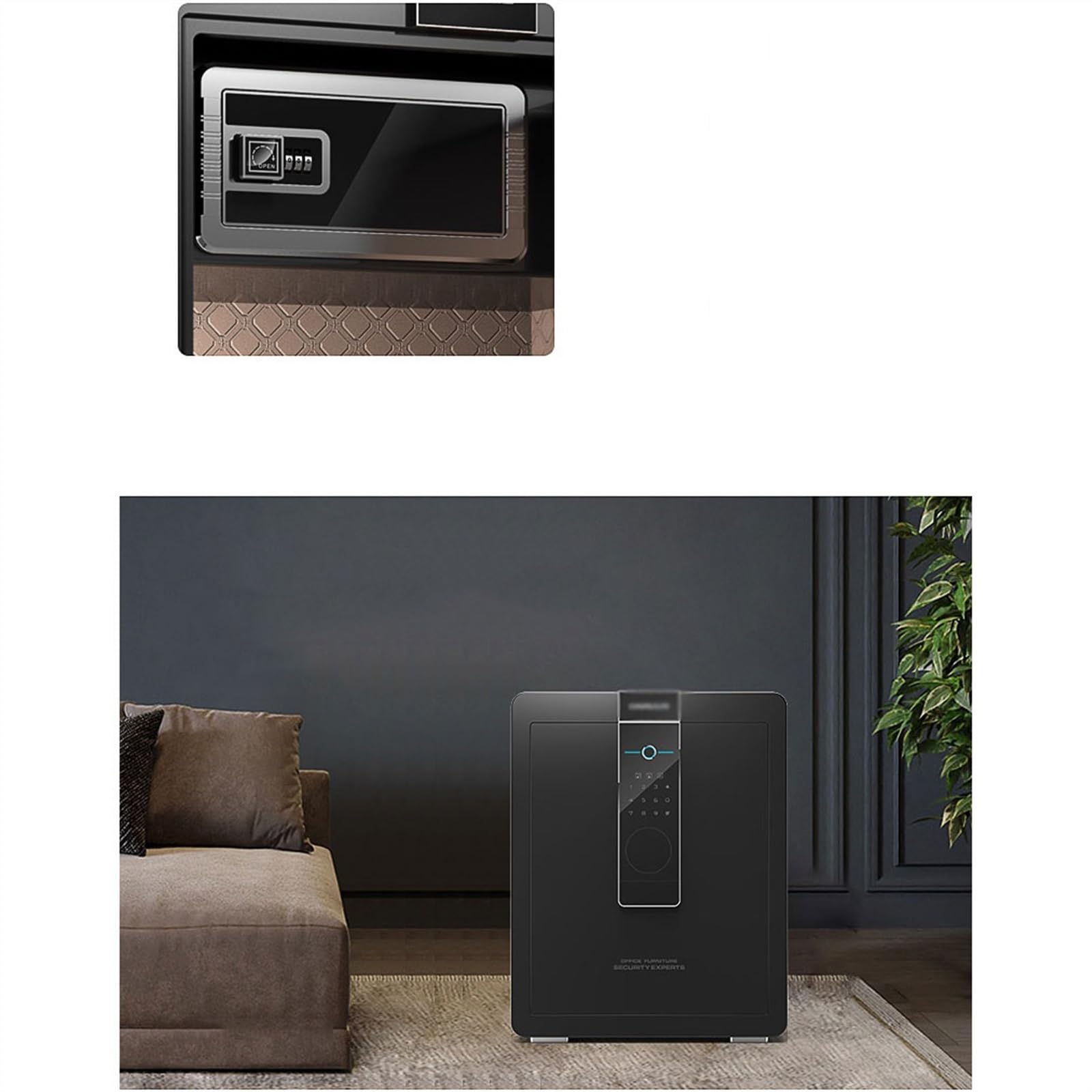 Cassetta di Sicurezza Home Piccolo armadietto for documenti da ufficio con password for impronte digitali sicuro da 45 cm Cassetta di sicurezza antifurto interamente in acciaio Adatto alle famiglie (