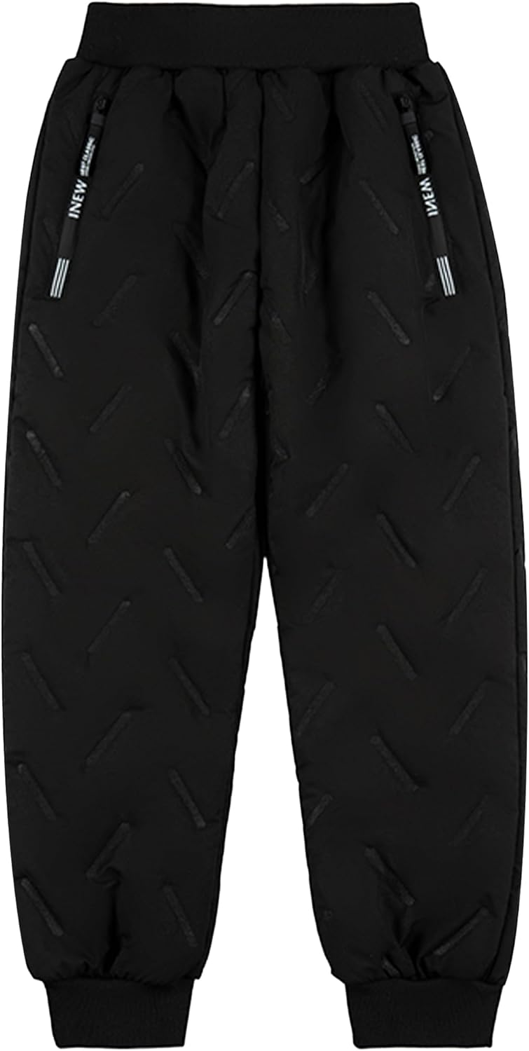 Happy Cherry Kids Winter Snow Pant with Lined Fleece Waterproof Puffer Down Pants Zip Pocket Warm Trousers - Image 4