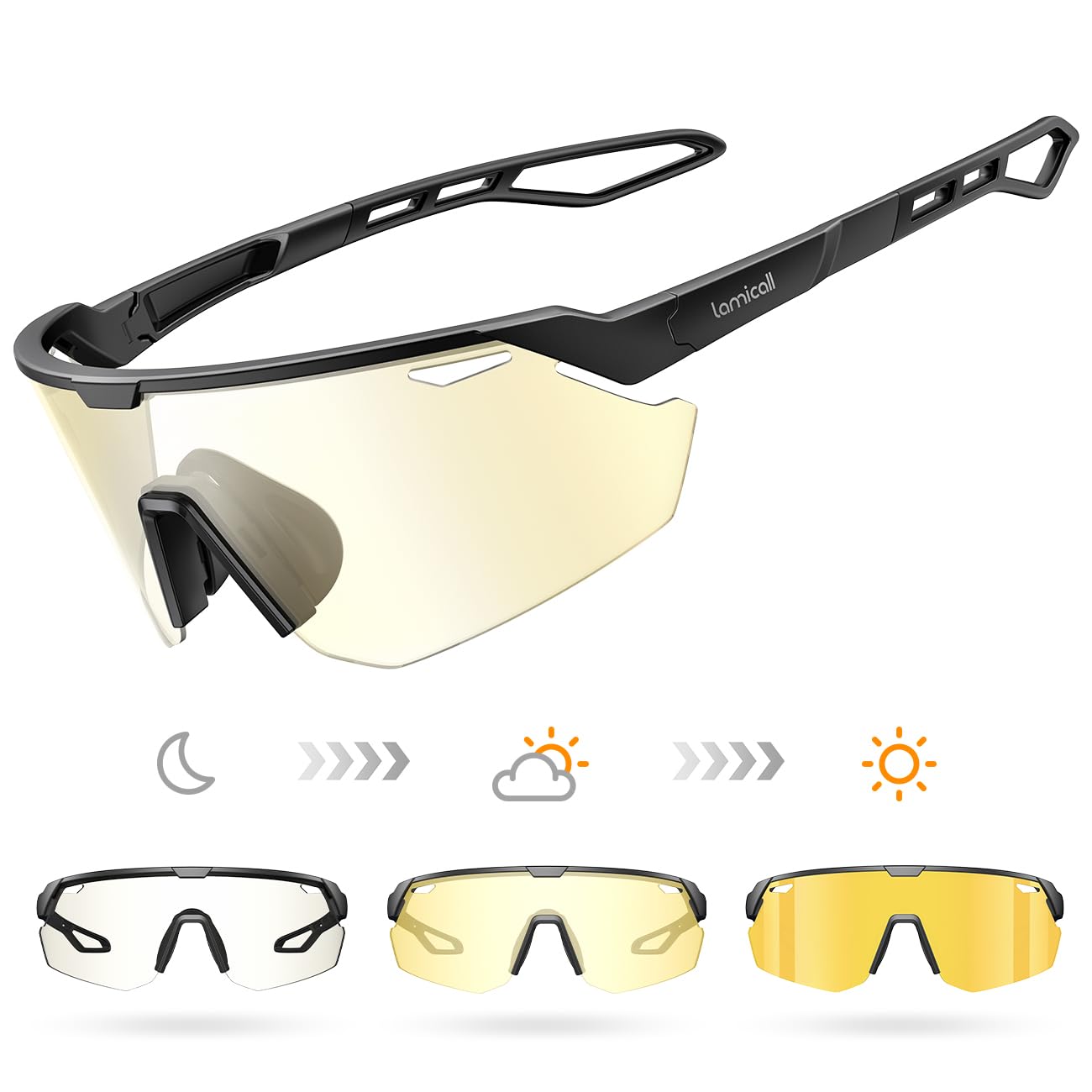 Lamicall Gafas de Sol Deportivas Fotocromáticas UV400 TR90 Ultraligero 28g Ciclismo Hombre