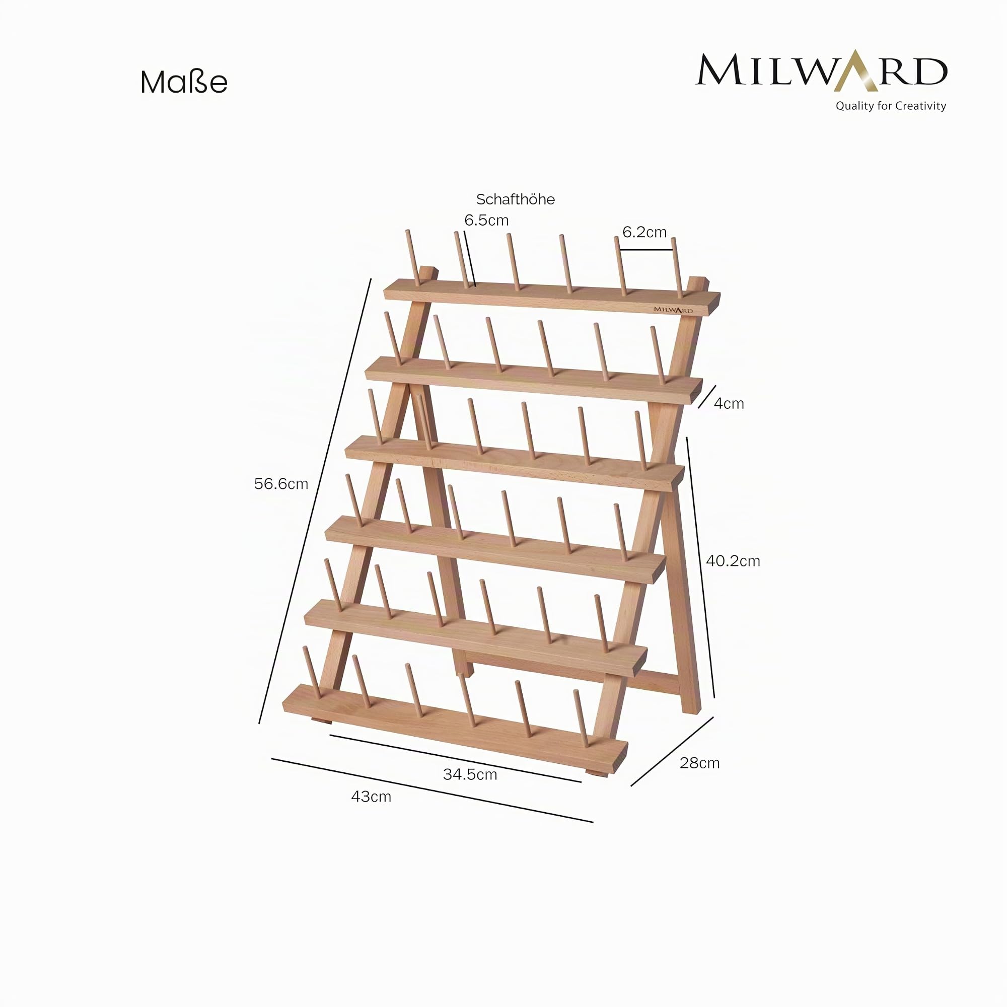 Milward Serger Garnständer – Garnrollenhalter aus Holz, freistehend oder an der Wand montiert, 36 Spulen, 43 x 57 cm