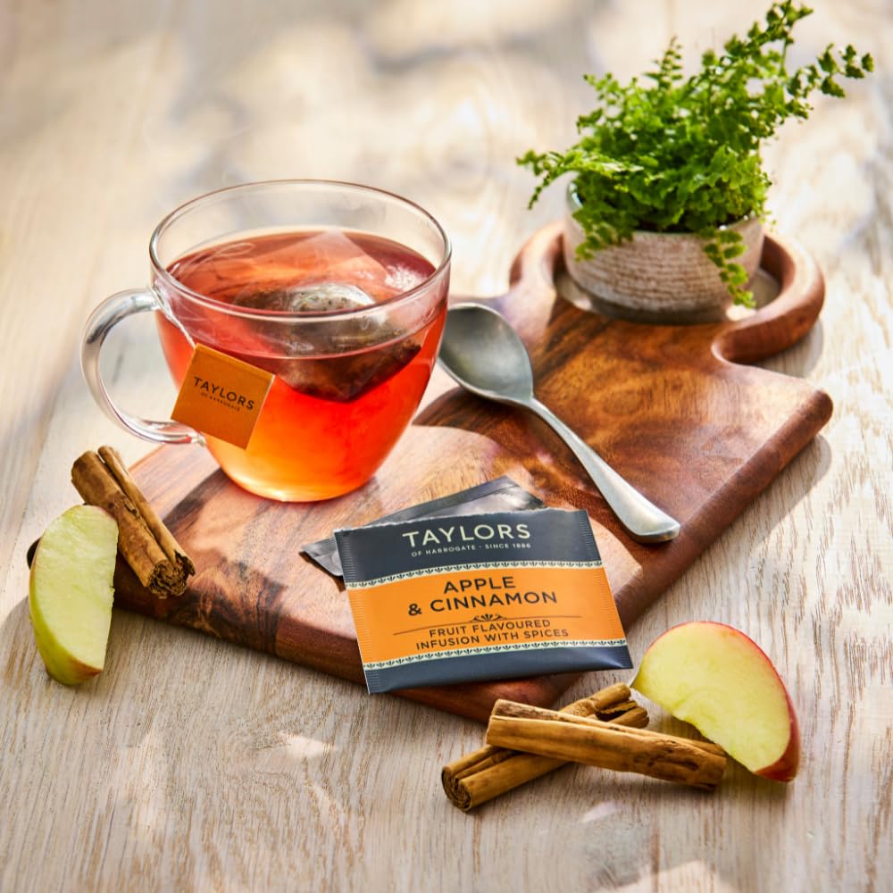 Taylors of Harrogate Apple & Cinnamon, Herbal Tea Individually Wrapped Teabags, 20 Count (Pack of 6), Spiced, Fruity & Sweet, Caffeine-Free, Enjoy Hot or Iced, 120 Teabags Total