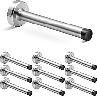 Vista 13 de Tope de puerta, tope de puerta negro de 4 pulgadas montado en la pared con puntas de parachoques de goma, protector de pared de acero inoxidable