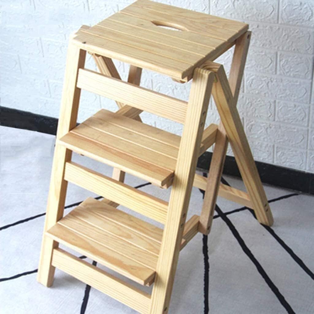 OKUOKA Chair Adult Household Folding Ladder Stool, 3-Step Ladder Seat, Shoe Rack, Flower Rack, Kitchen Max Load 150Kg,Step Stool with Handle Step Stool (Color : B)