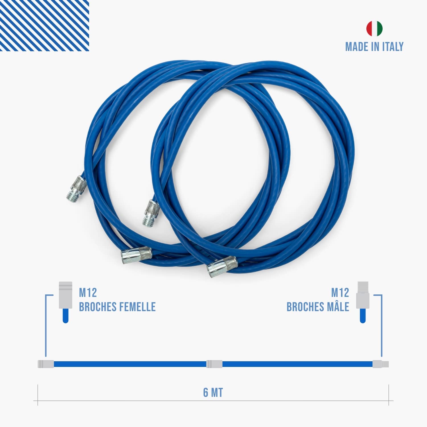 BARETTO | Kit de ramonage poêle à granulés | Conduit de fumée Ø 80 mm | Longueur 6 m | Hérisson en Nylon | Raccord M12 - 3