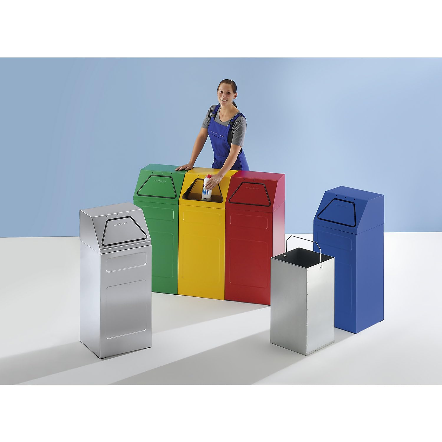 Betriebsausstatter | Wertstoffsammler | Feuerhemmend, Volumen 65 l, BxHxT 400 x 960 x 380 mm, gelb RAL 1003