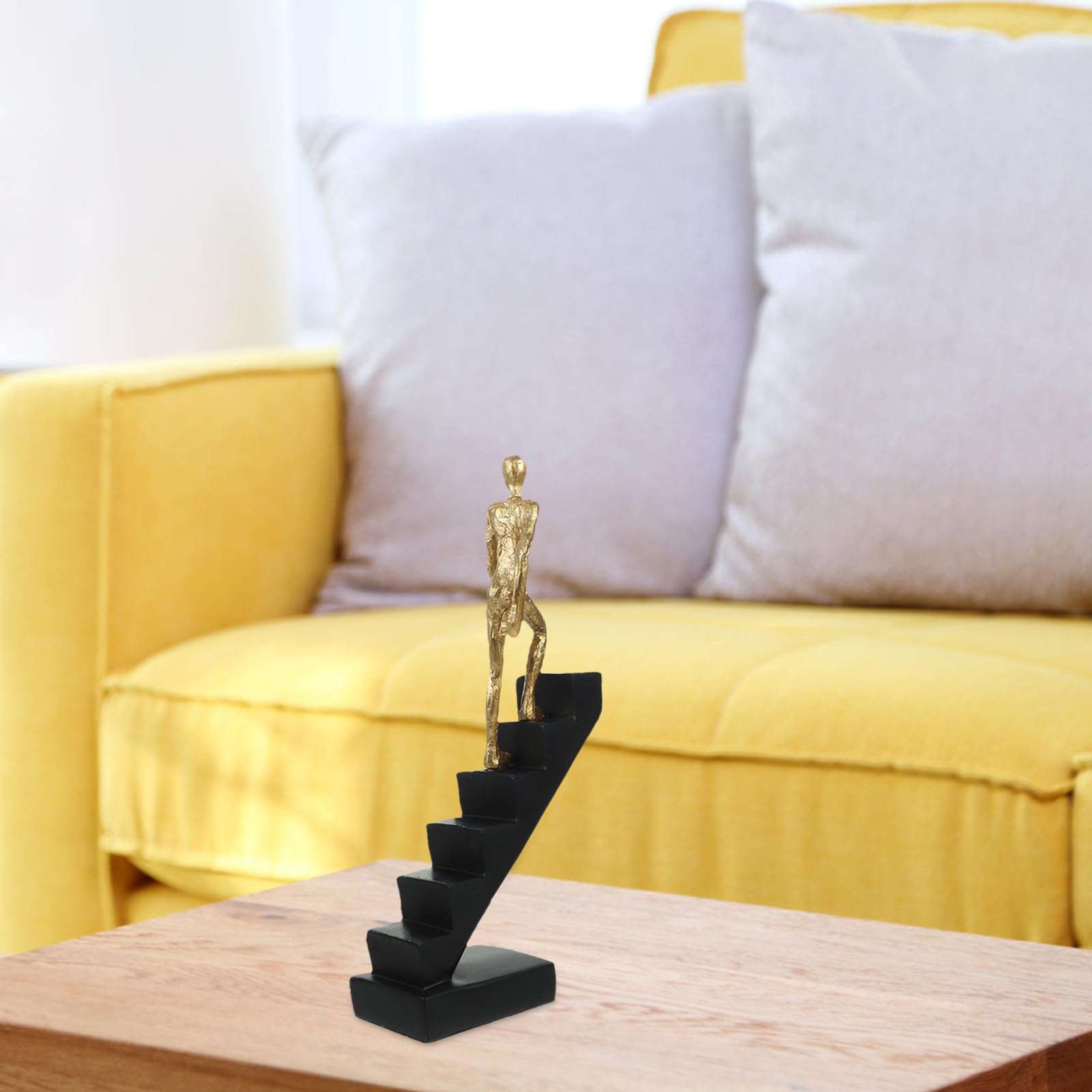 HOMSFOU Abstrakte Treppenfigur Skulptur aus Robustem Kunstharz Moderne Menschen Statue Klein Dekorative Wohndeko für Wohnzimmer und Büro