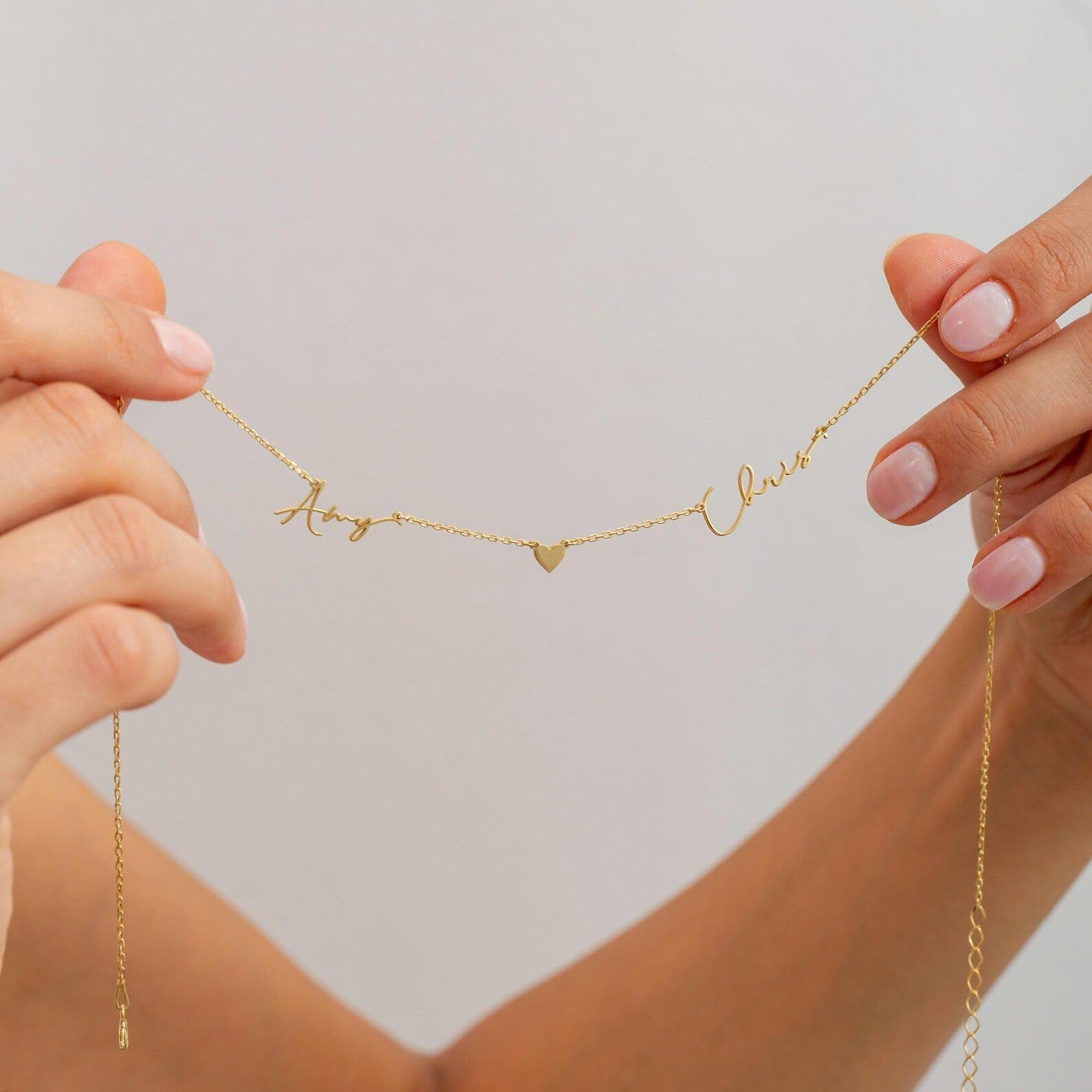 Personalizzato doppio collana con nome con cuore su misura due nome cuore collana coppie Natale per lei per mamma