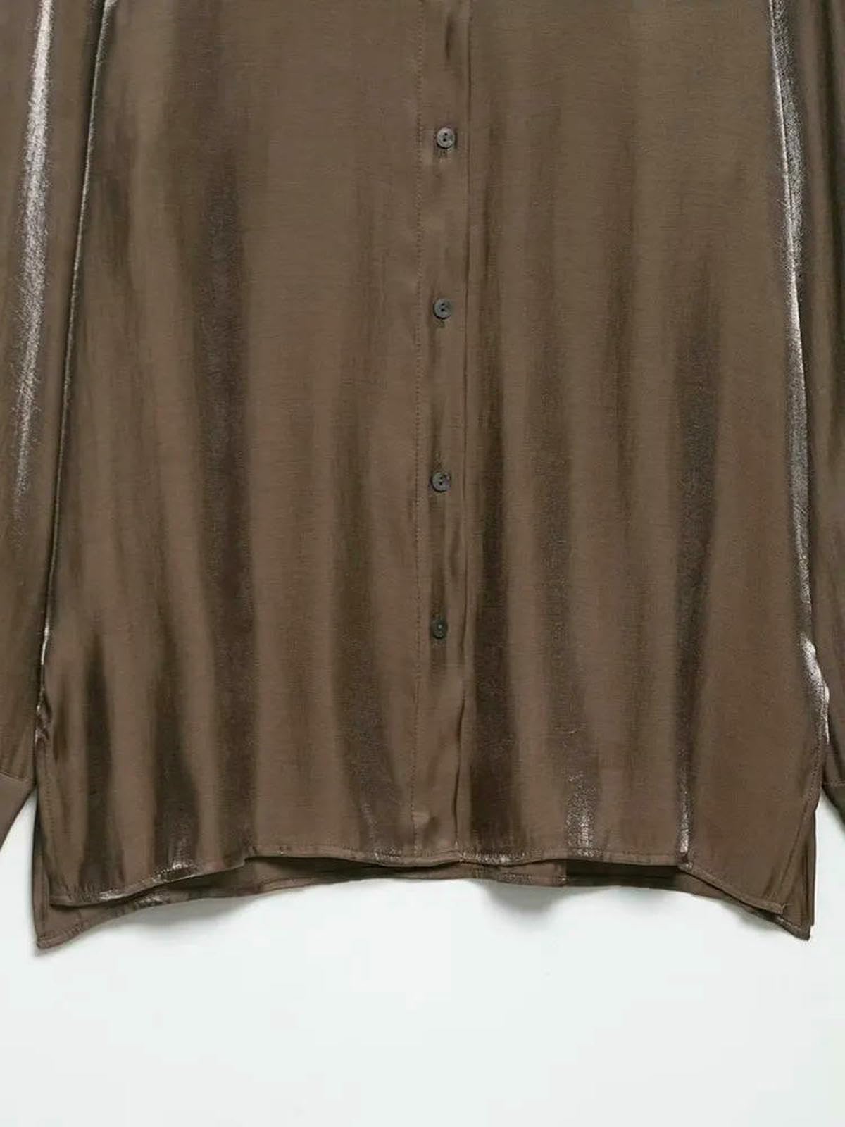 Chemisier Femme Chic et élégant Boutonné À Manches Longues pour Femmes, Chic, Marron, Fluide, Haut Féminin, Tenue Décontractée Élégante-comme Image-XS