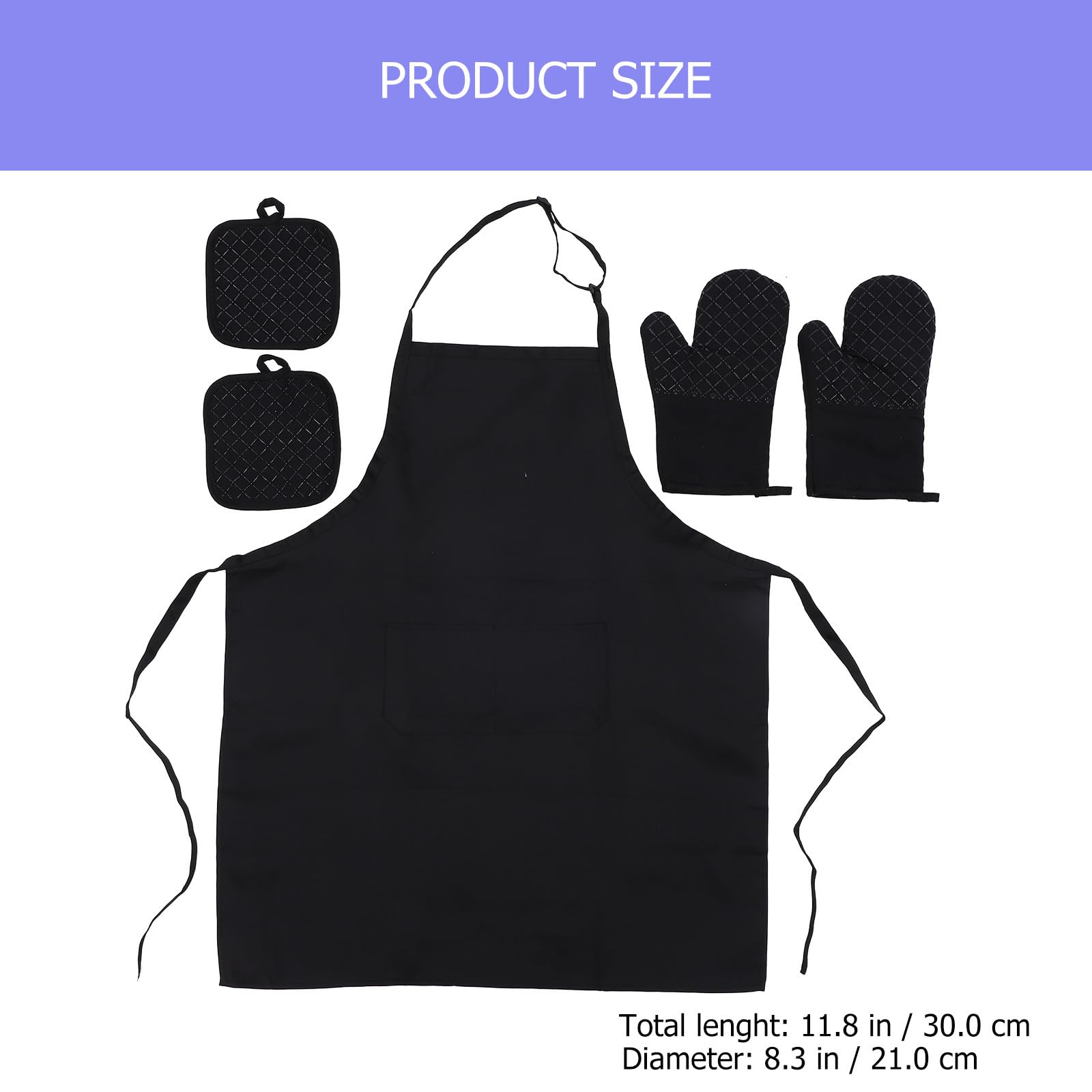 GALPADA Set da Cucina Presine Isolanti Antiscivolo in Cotone e Silicone 5 Grembiule Regolabile 5 Guanti da Resistenti al Calore per Feste e Servizio