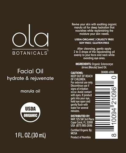 Dr. Mercola Ola Botanicals Marula Oil (1 Fl. Oz.), Facial Oil, Hydrating & Rejuvenating, Usda Certified Organic, Cruelty Free, Soy Free, Gluten Free, Non Gmo #TOP3