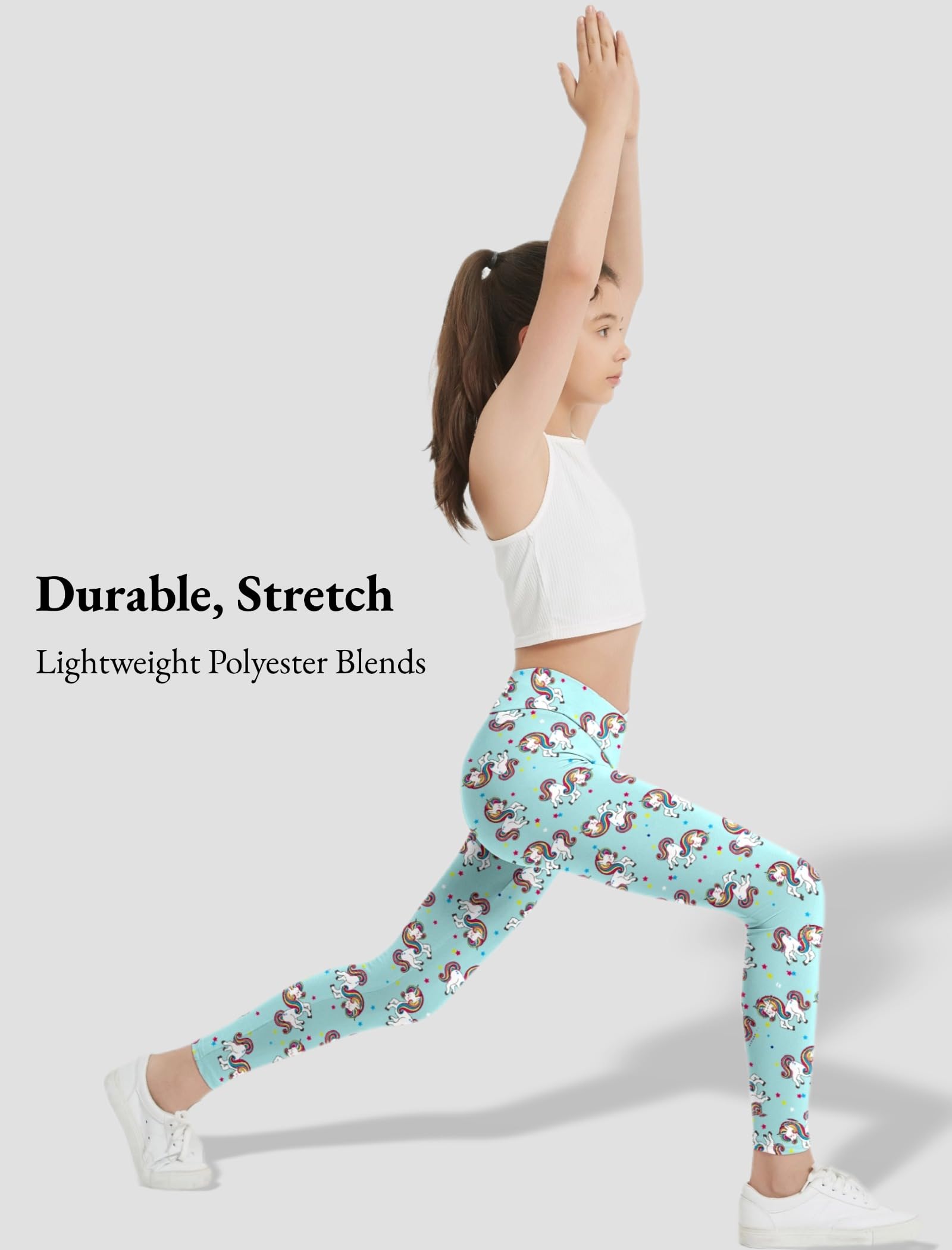 EXARUS Leggings da ragazza Flare/Skinny Yoga Pantaloni Leggeri Piatti/Crossover Vita Multipack Danza Vita Alta Morbido 6-14Y