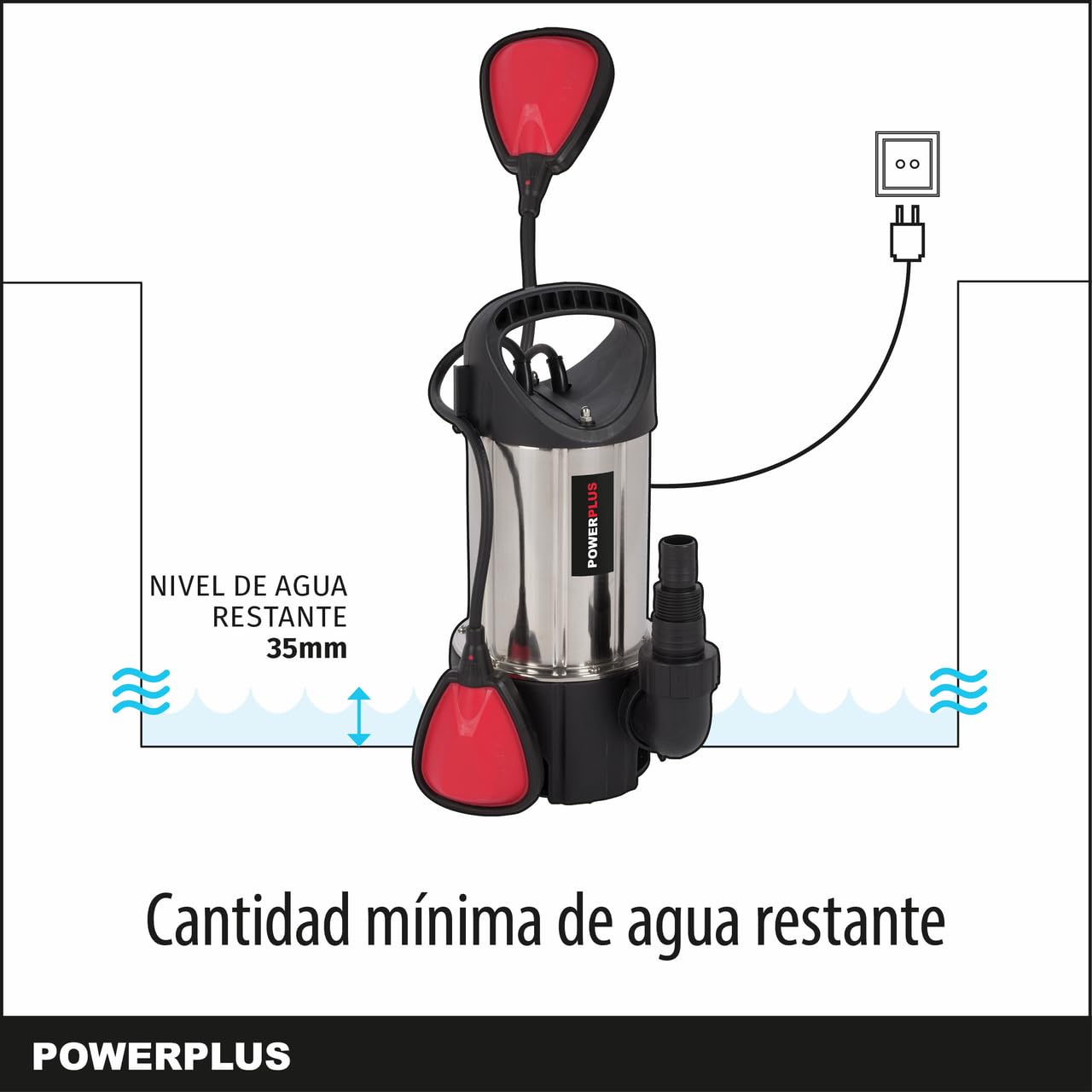 POWERPLUS Bomba sumergible POWEW67912-400 W motor y agua máxima de 7500 l/hour
