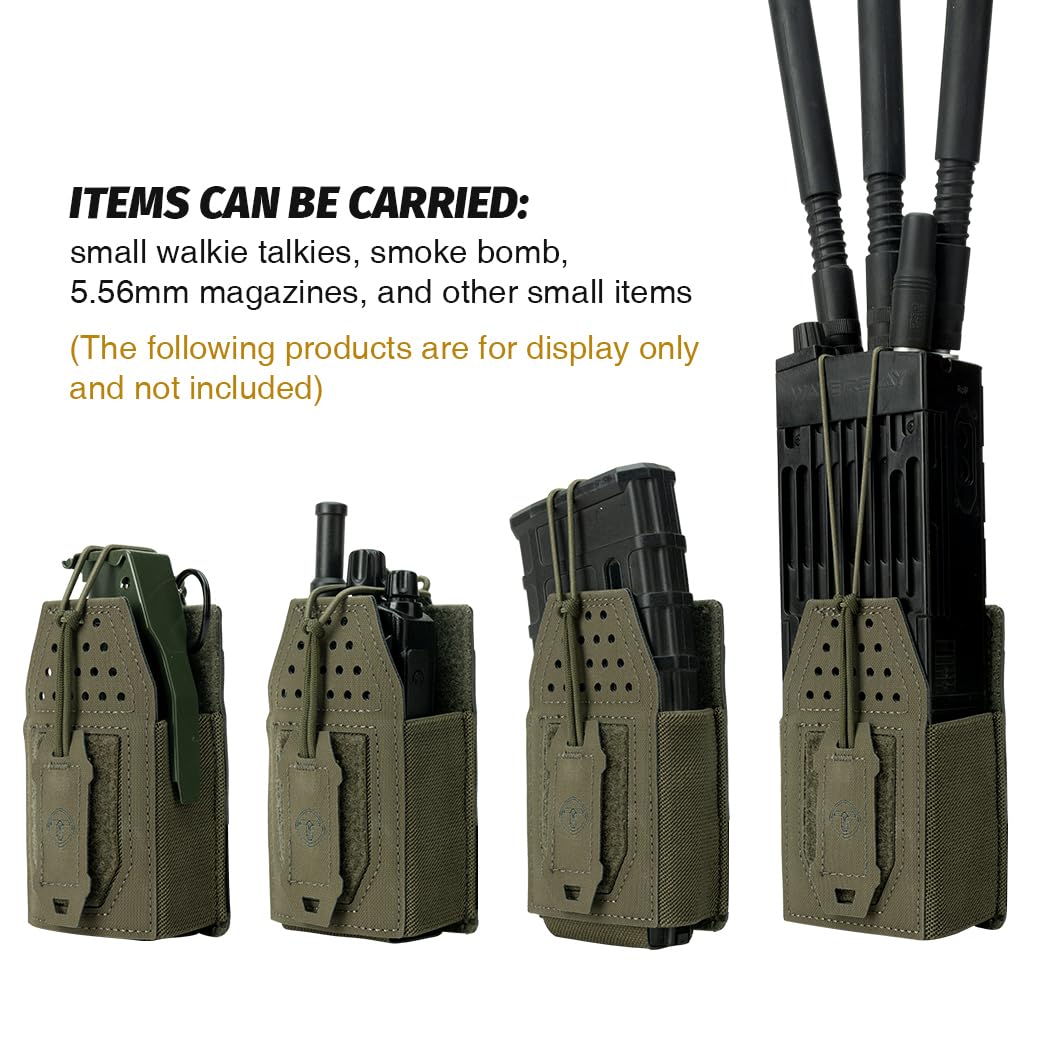 Tactical Radio Case Universal Molle Radio Pouch for BaoFeng UV-5R BF-F8HP Walkie Talkie Adjustable Charger Storage Pouch (Ranger Green) - 4