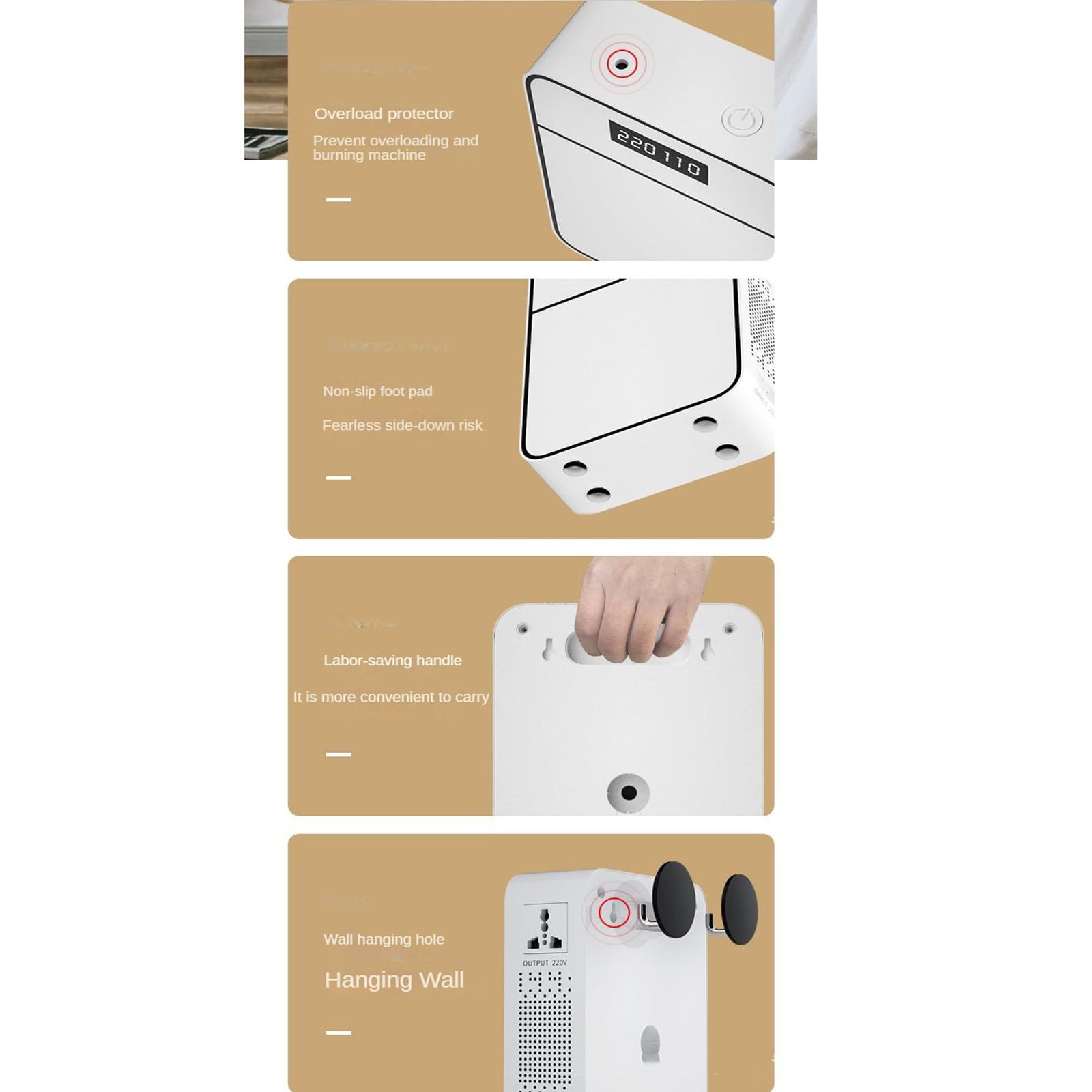 Jootoo Transformador 220V a 110V, Listo para Usar, múltiples mecanismos de protección, 45dB bajo Ruido, 3000w Uso doméstico,500w