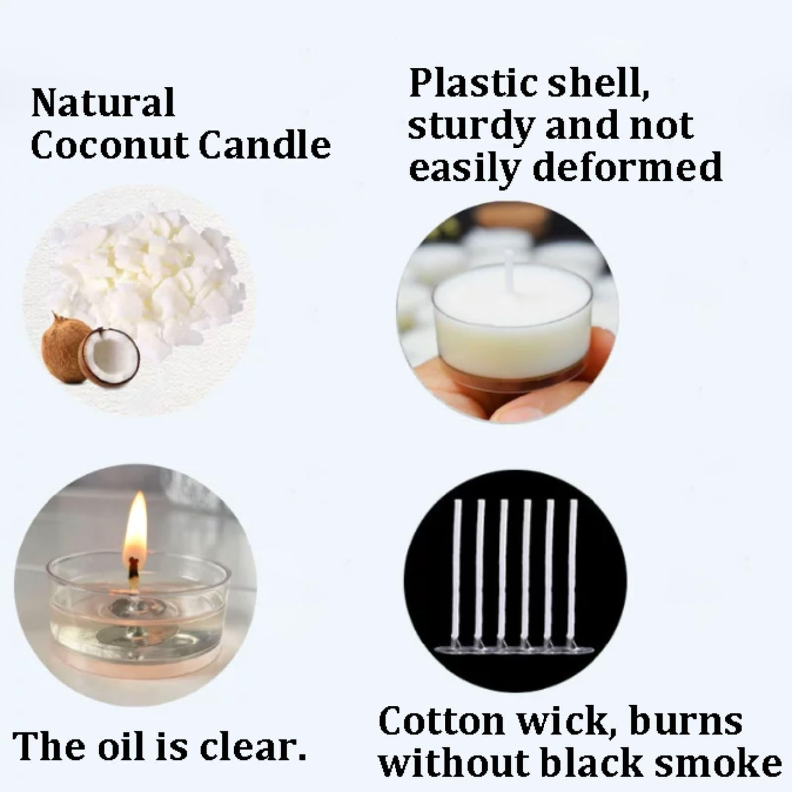 Exquisito Velas de plástico hechas con cera de coco Natural y mecha de algodón, vela reutilizable for vacaciones en casa, relajación y Spa, 50 Uds. meloso