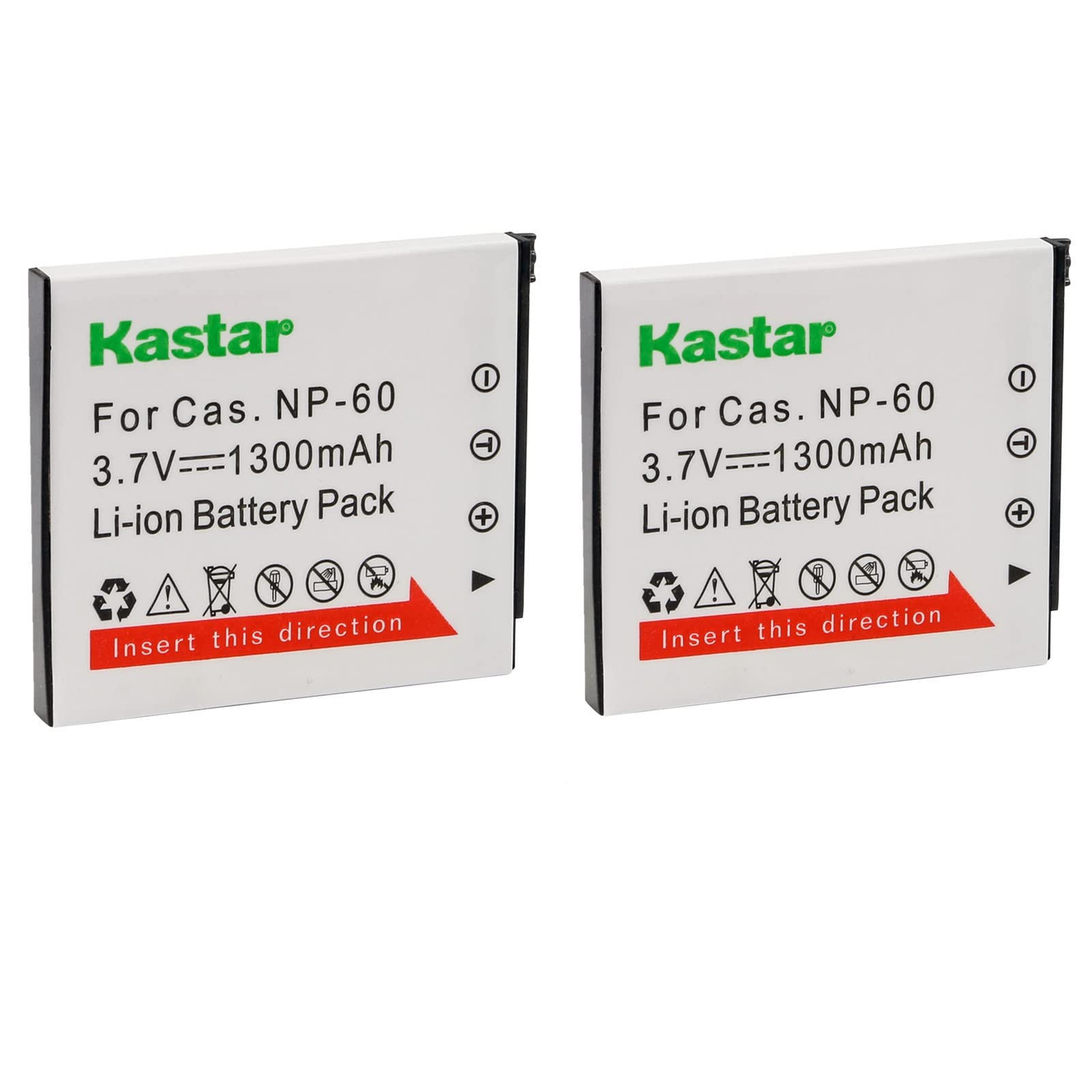 Kastar Battery (2-Pack) for Cas NP-60 NP60 CNP60 and Cas Exilim EX-FS10 EX-S10 EX-S12 EX-Z9 EX-Z19 EX-Z20 EX-Z21 EX-Z25 EX-Z29 EX-Z80 EX-Z85 EX-Z90