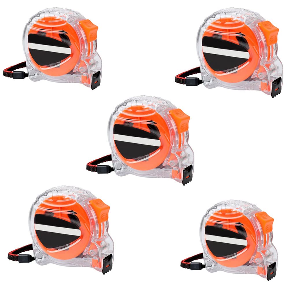 Mètre ruban à mesurer rétractable professionnel design ingénierie - Multiples spécifications - Règle transparente (5 pièces, 7,5 m/25 mm)