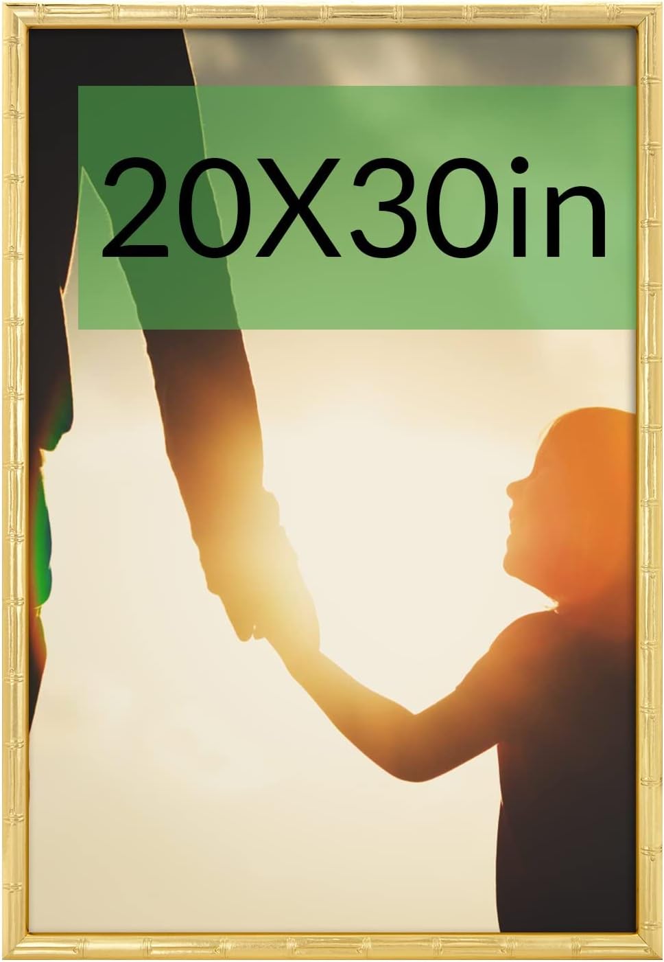 20x30 Picture Frame, Gold Poster Frame, Bamboo Design Natural Gallery Frame, Horizontal or Vertical Format, Sturdy Frame and Plexiglass, Large Photo Frame Wall Art, for Photos, Artworks, Posters ?1 Pack? Gold 20x30in