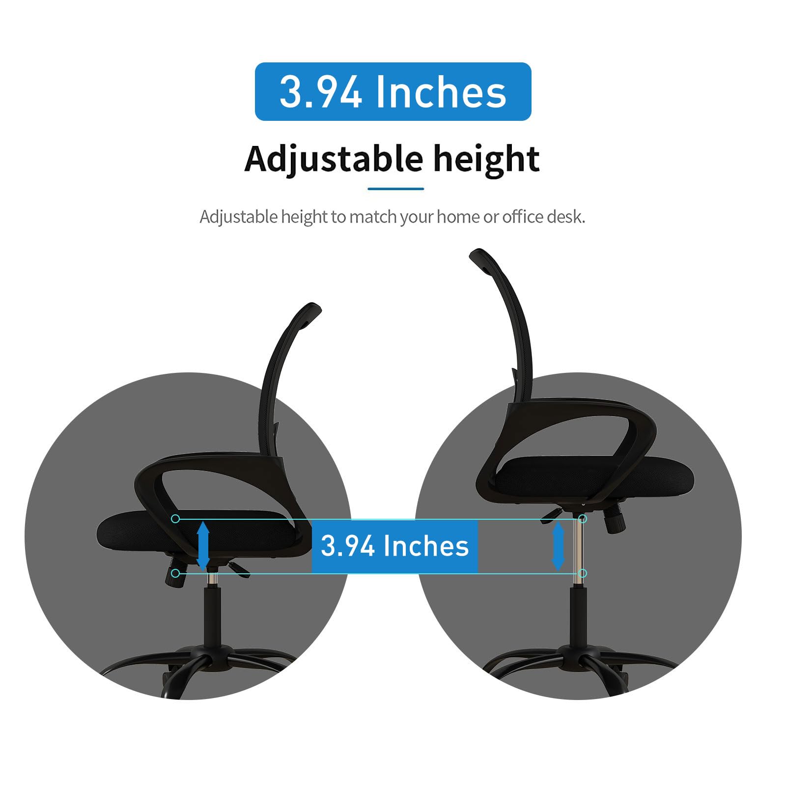 Bonzy Home Ergonomic Office Chairs Set of 2 Rolling Conference Room Chairs with Wheel Mesh Computer Desk Chair — view 6