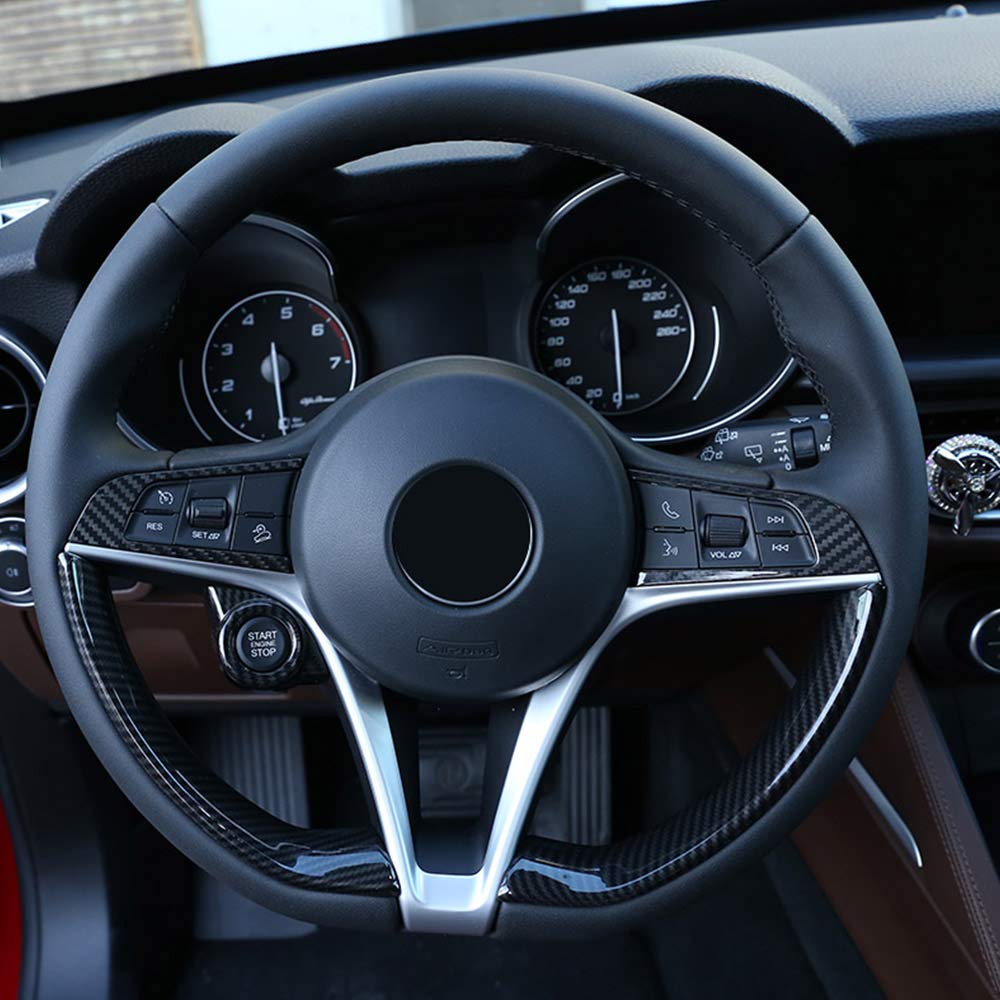 Qiilu Modanatura del Pannello della Porta Interna, 4 Pezzi Rivestimento del Pannello della Porta Dell'Auto in Fibra di Carbonio Decorazione di Ricambio per Alfa Romeo Stelvio 949 2017‑2020