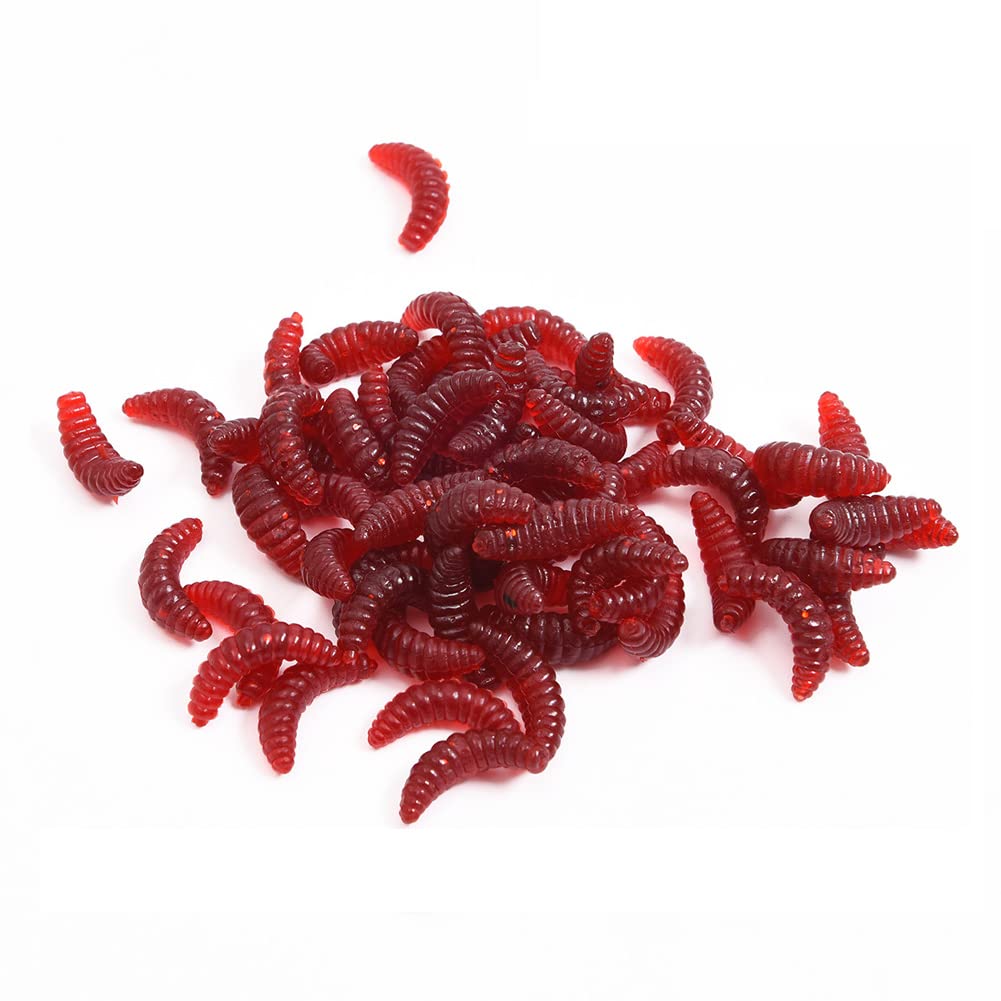 FASPLORE60pcs Fishing Bait, Soft Plastic Worms, Bass Fishing Worms 0.8 inch/ 0.01 oz