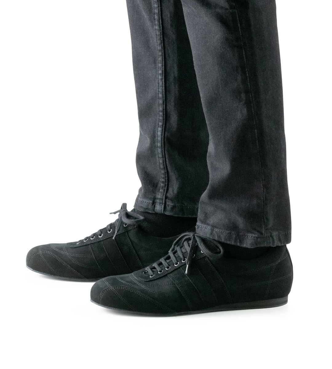 Werner Kern Herren Tanzsneaker/Tanzschuhe Cortino 28060 - Veloursleder Schwarz - Normalweite - 1,5 cm Soft-Heel Absatz - Made in Italy