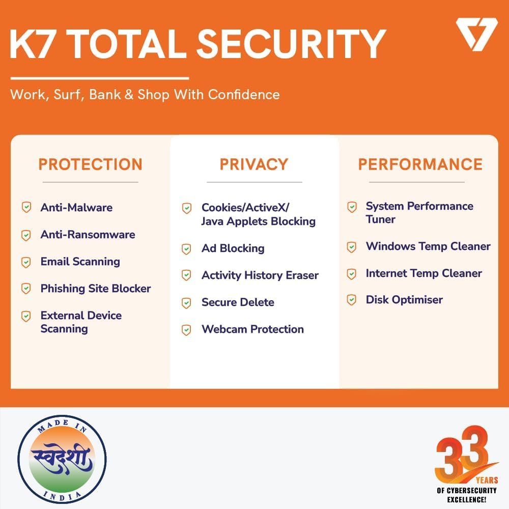 K7 | Total Security | 3 Devices | 3 Years | Email Delivery In 2 Hours | No CD — Amazon image 3