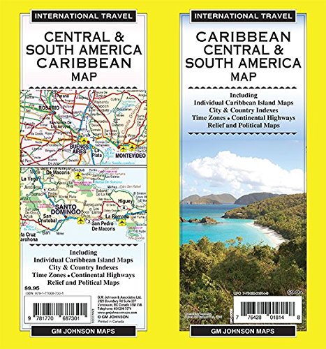 Caribbean / Central & South America, International Travel Map