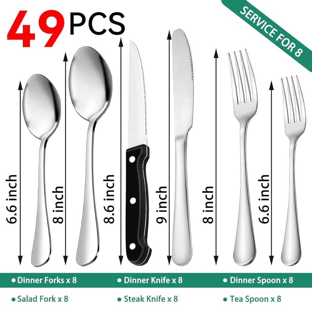 49-Piece Cutlery Set with Organizer, Stainless Steel